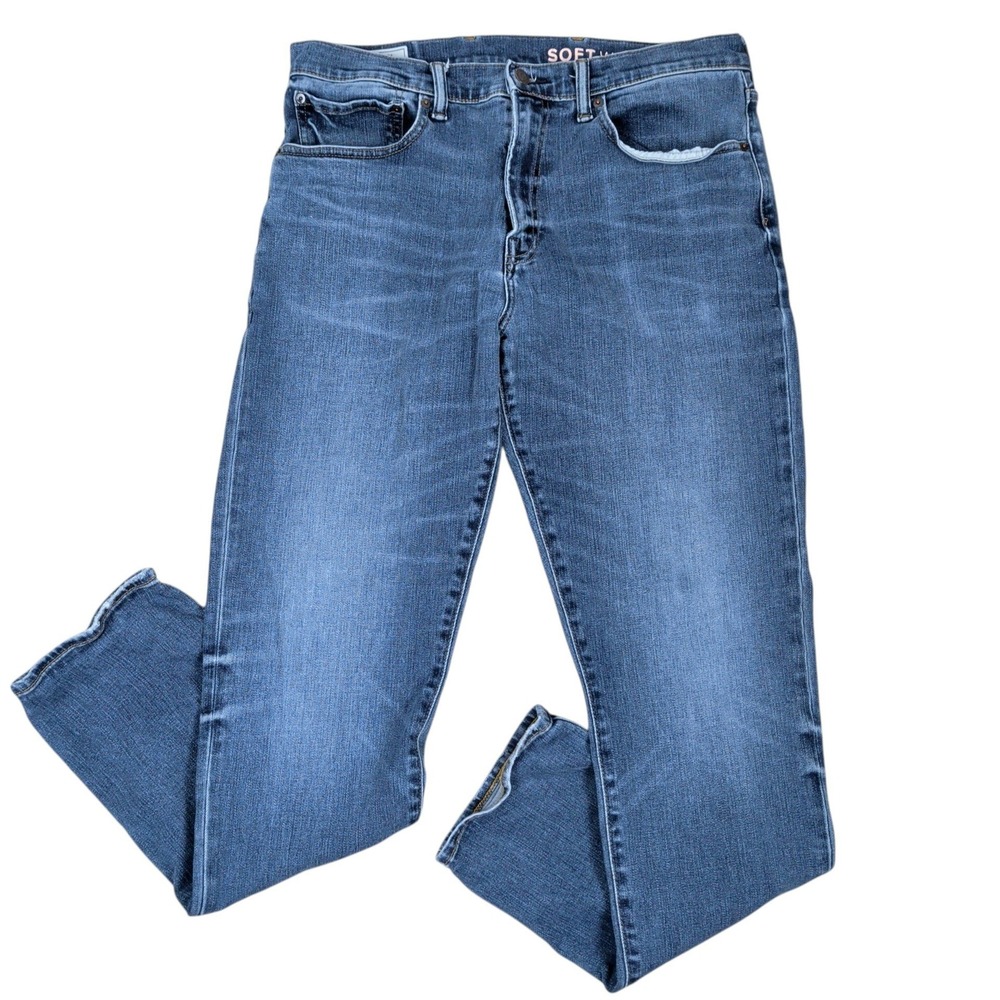 Gap Mens Soft Wear Slim Straight Jeans 36x34 Worn Dark Blue Stretch